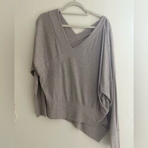 Stella & Dot Taupe asymmetrical V-Neck Sweater